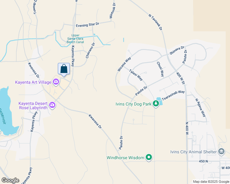map of restaurants, bars, coffee shops, grocery stores, and more near 814 Wicasa Way in Ivins