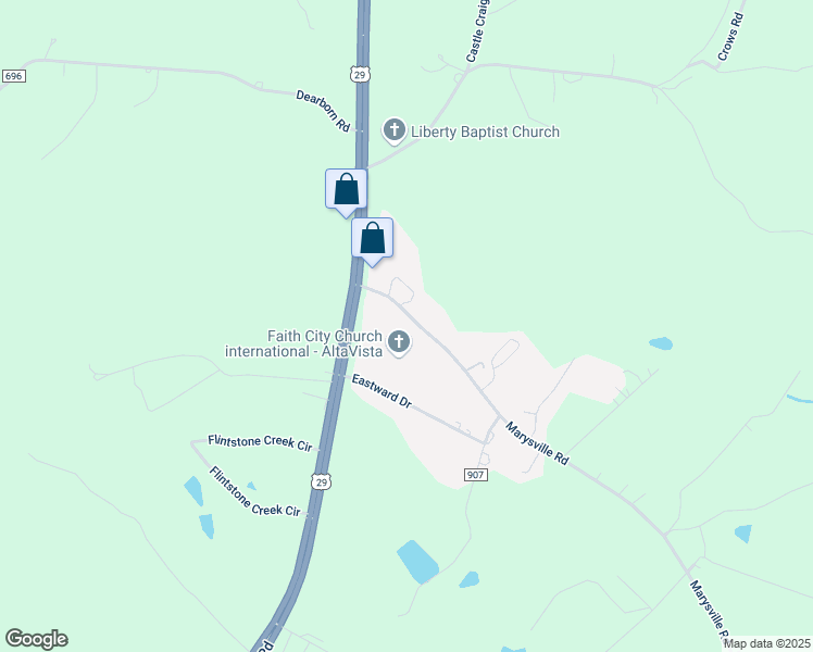 map of restaurants, bars, coffee shops, grocery stores, and more near in Altavista
