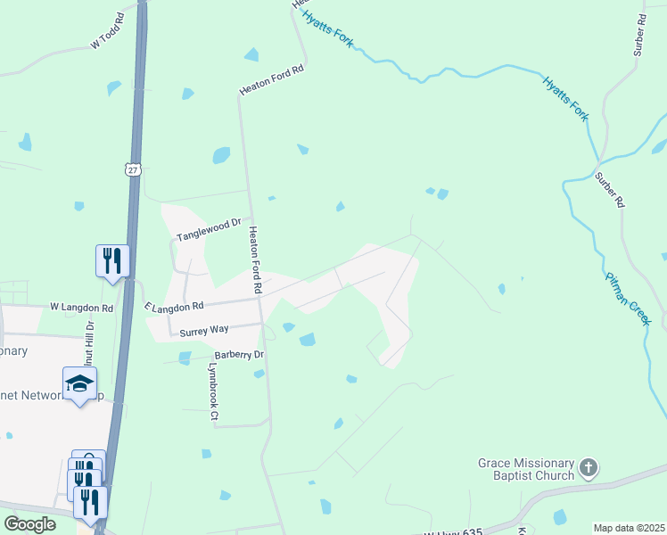 map of restaurants, bars, coffee shops, grocery stores, and more near 409 East Langdon Road in Science Hill