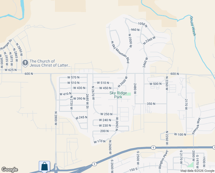 map of restaurants, bars, coffee shops, grocery stores, and more near 2632 W 450 N in Hurricane