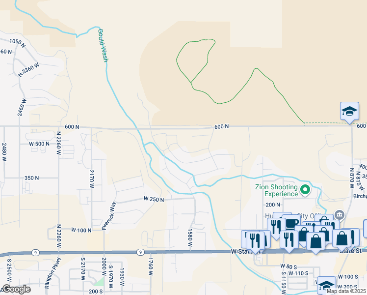 map of restaurants, bars, coffee shops, grocery stores, and more near 1612 West 470 North in Hurricane