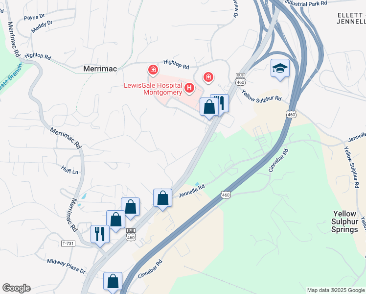 map of restaurants, bars, coffee shops, grocery stores, and more near 774 Triangle Street in Blacksburg
