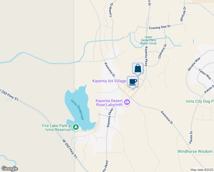 map of restaurants, bars, coffee shops, grocery stores, and more near 1349 Pachua Circle in Ivins