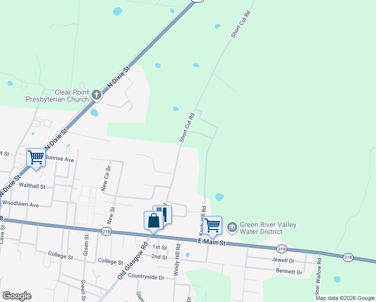map of restaurants, bars, coffee shops, grocery stores, and more near 548 Short Cut Road in Horse Cave