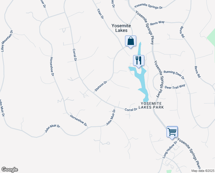 map of restaurants, bars, coffee shops, grocery stores, and more near 30015 Stetson Drive in Coarsegold