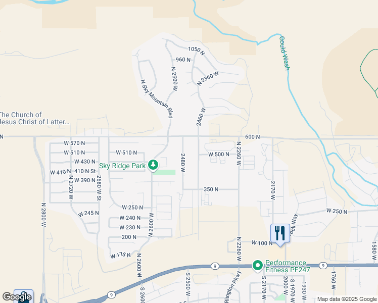 map of restaurants, bars, coffee shops, grocery stores, and more near 561 2480 West in Hurricane