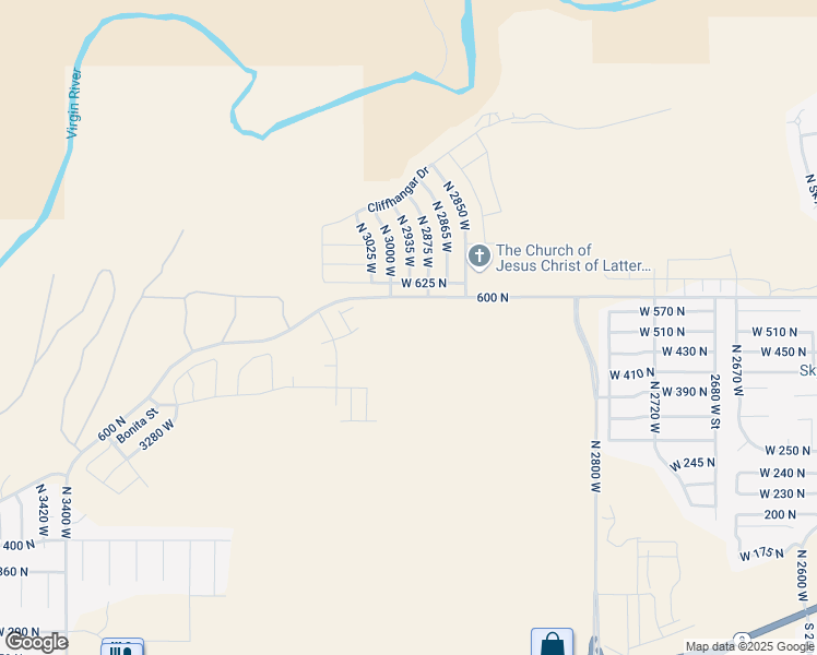 map of restaurants, bars, coffee shops, grocery stores, and more near 2967 West 570 North in Hurricane