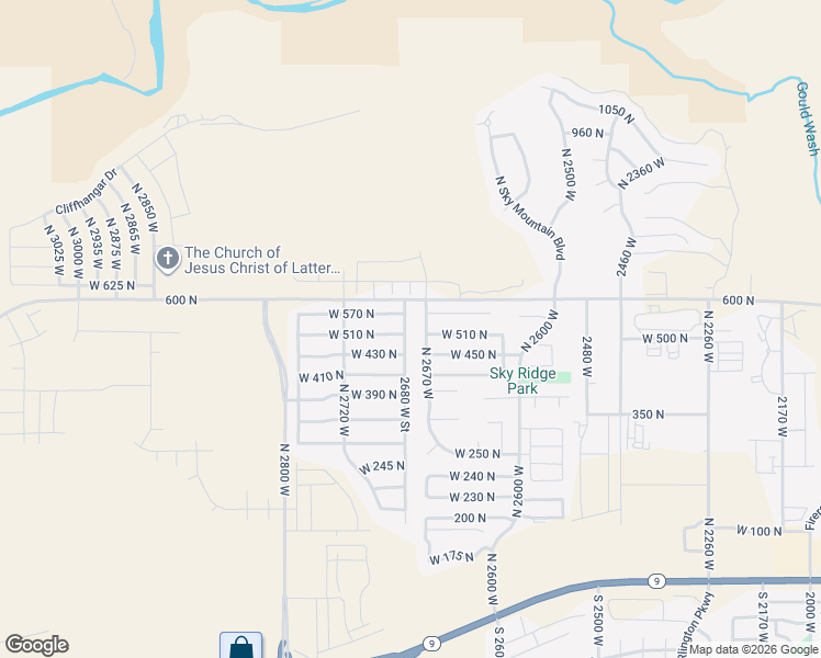 map of restaurants, bars, coffee shops, grocery stores, and more near 525 North 2680 West in Hurricane