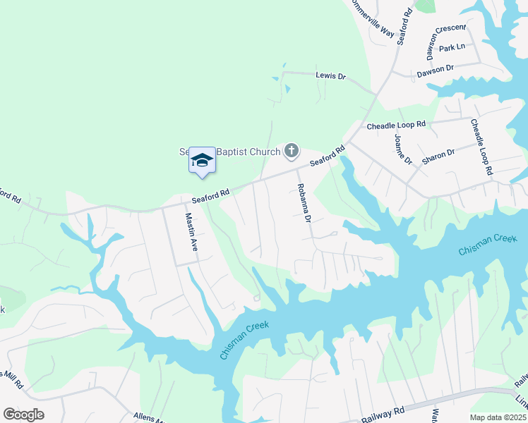 map of restaurants, bars, coffee shops, grocery stores, and more near 108 Chisman Landing in Seaford