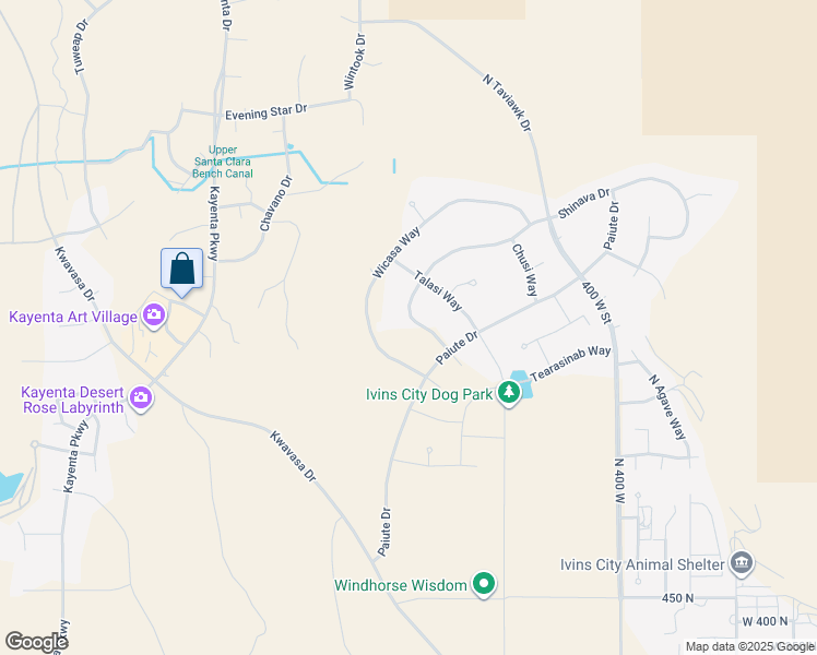 map of restaurants, bars, coffee shops, grocery stores, and more near 750 Shinava Drive in Ivins