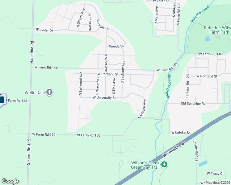 map of restaurants, bars, coffee shops, grocery stores, and more near 1704 South Fisk Avenue in Springfield