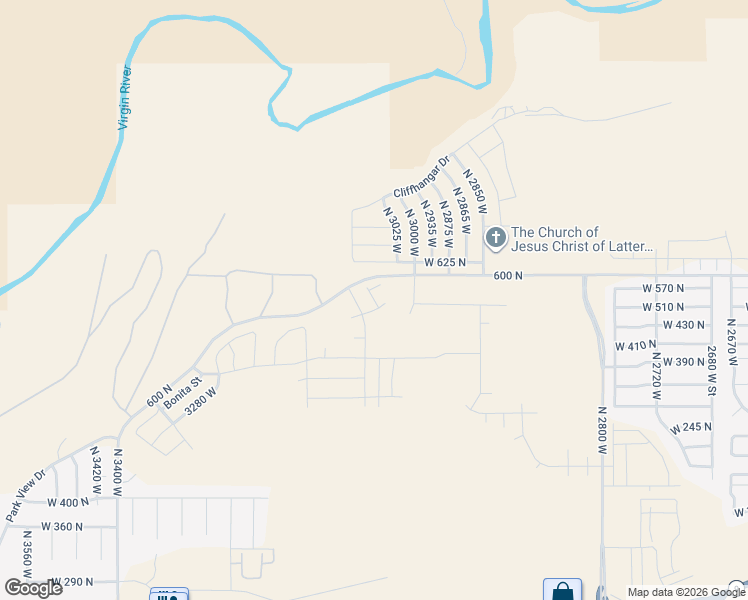 map of restaurants, bars, coffee shops, grocery stores, and more near 600 North in Hurricane