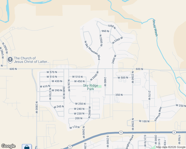 map of restaurants, bars, coffee shops, grocery stores, and more near 2605 West 550 North in Hurricane