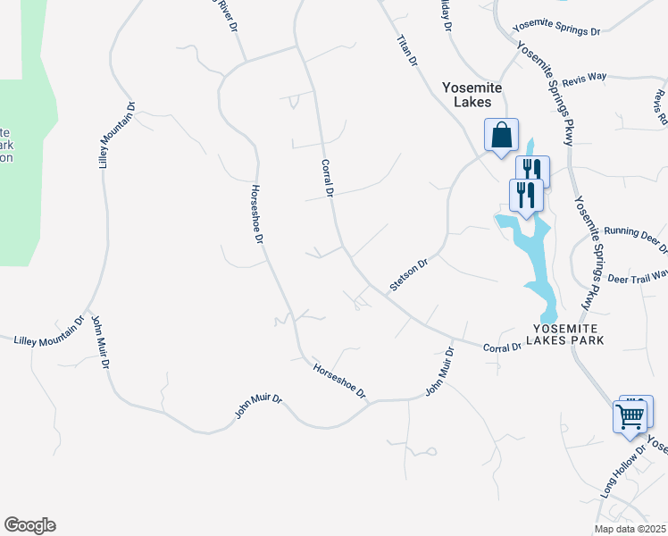 map of restaurants, bars, coffee shops, grocery stores, and more near 42058 Wild Stallion Court in Coarsegold