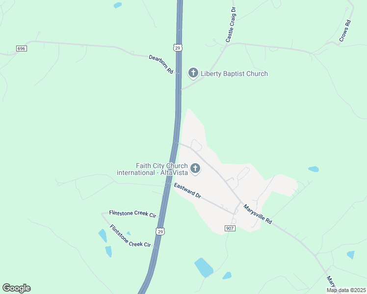 map of restaurants, bars, coffee shops, grocery stores, and more near 80 Marysville Road in Altavista