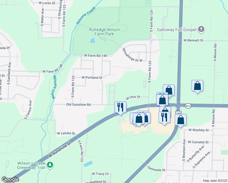 map of restaurants, bars, coffee shops, grocery stores, and more near 1702 S Burks Ave in Springfield