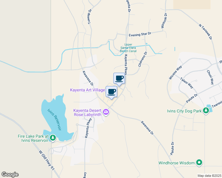 map of restaurants, bars, coffee shops, grocery stores, and more near 888 Coyote Gulch Court in Ivins