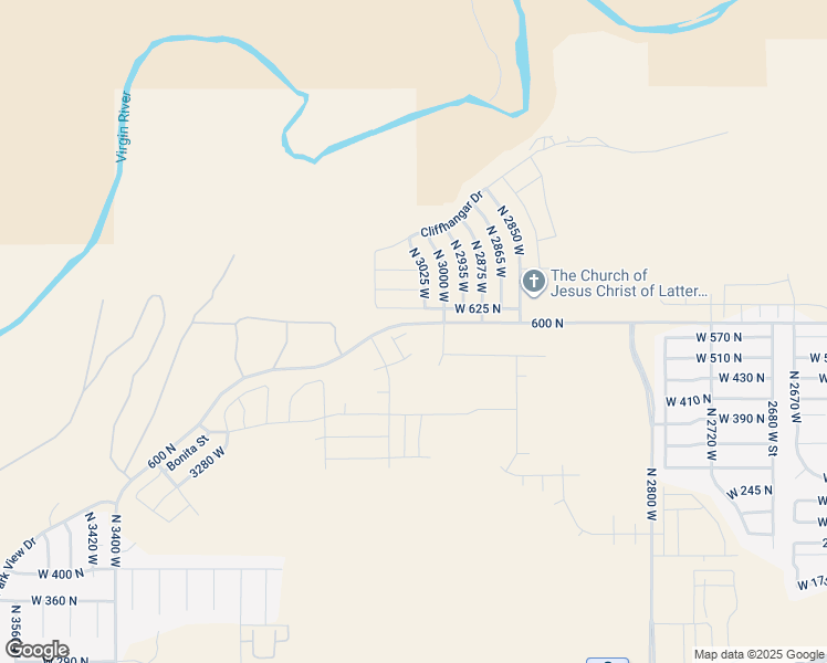 map of restaurants, bars, coffee shops, grocery stores, and more near East 590 North in Hurricane