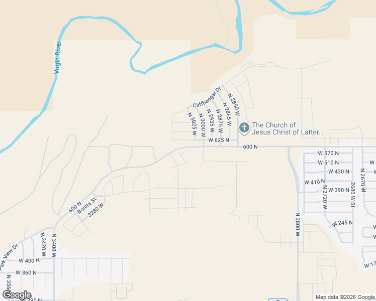 map of restaurants, bars, coffee shops, grocery stores, and more near East 590 North in Hurricane