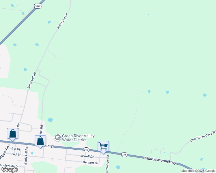 map of restaurants, bars, coffee shops, grocery stores, and more near 100 Water Street in Horse Cave