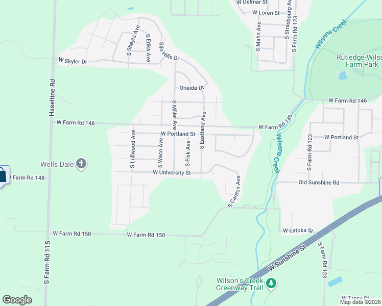 map of restaurants, bars, coffee shops, grocery stores, and more near 1704 South Fisk Avenue in Springfield