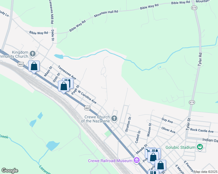 map of restaurants, bars, coffee shops, grocery stores, and more near 408 Graves Street in Crewe