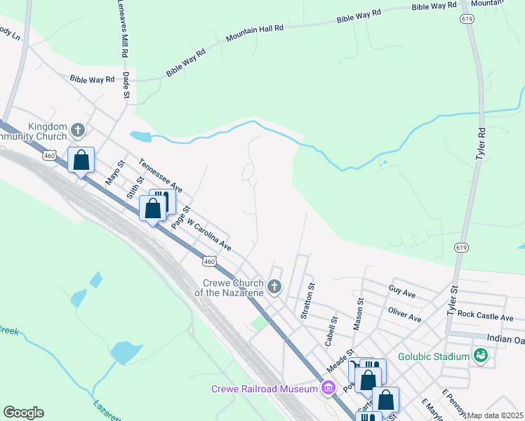 map of restaurants, bars, coffee shops, grocery stores, and more near 408 Graves Street in Crewe