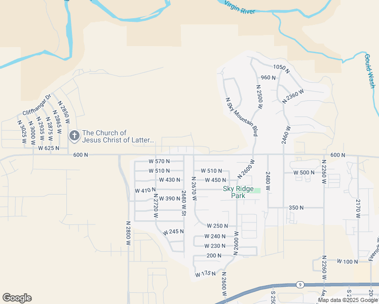 map of restaurants, bars, coffee shops, grocery stores, and more near 2675 West 625 North in Hurricane
