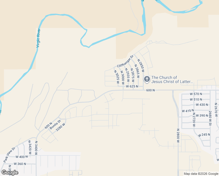 map of restaurants, bars, coffee shops, grocery stores, and more near 3057 West 625 North in Hurricane