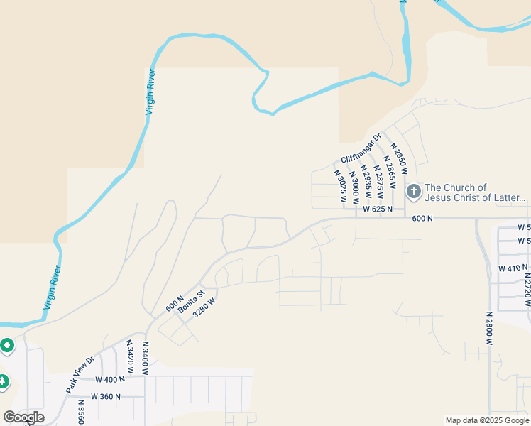 map of restaurants, bars, coffee shops, grocery stores, and more near 3180 600 North in Hurricane