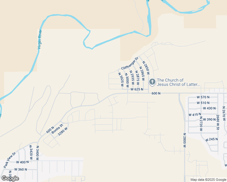 map of restaurants, bars, coffee shops, grocery stores, and more near 3057 West 625 North in Hurricane