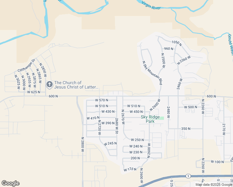 map of restaurants, bars, coffee shops, grocery stores, and more near 2681 West 625 North in Hurricane
