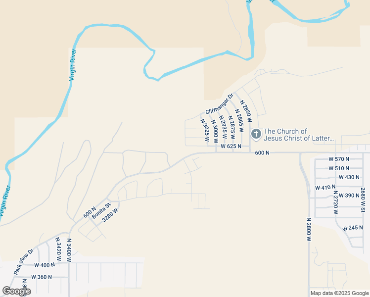 map of restaurants, bars, coffee shops, grocery stores, and more near 3073 West 625 North in Hurricane