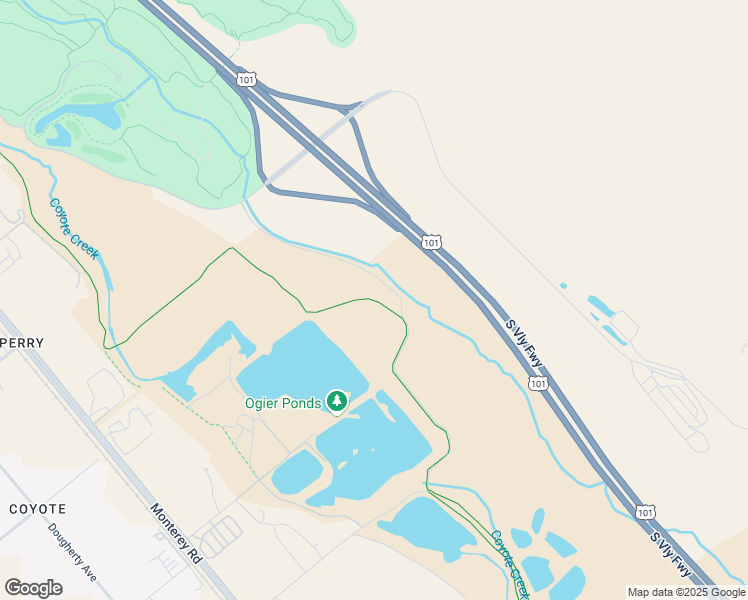 map of restaurants, bars, coffee shops, grocery stores, and more near Coyote Creek Trail in Morgan Hill