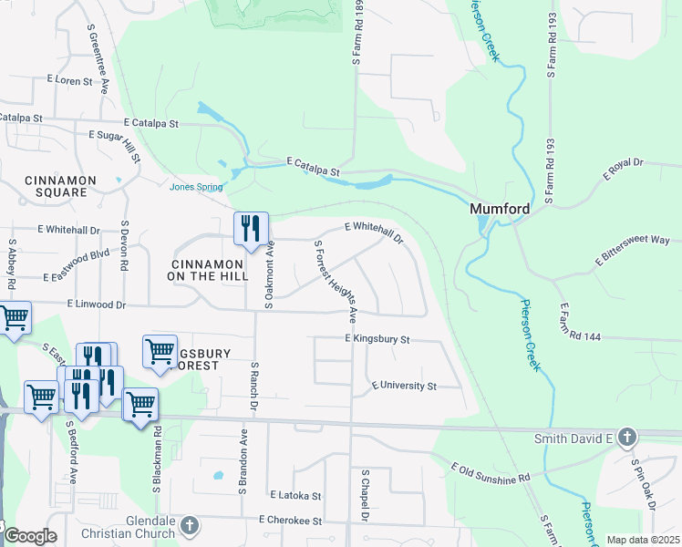map of restaurants, bars, coffee shops, grocery stores, and more near 1515 South Forrest Heights Avenue in Springfield