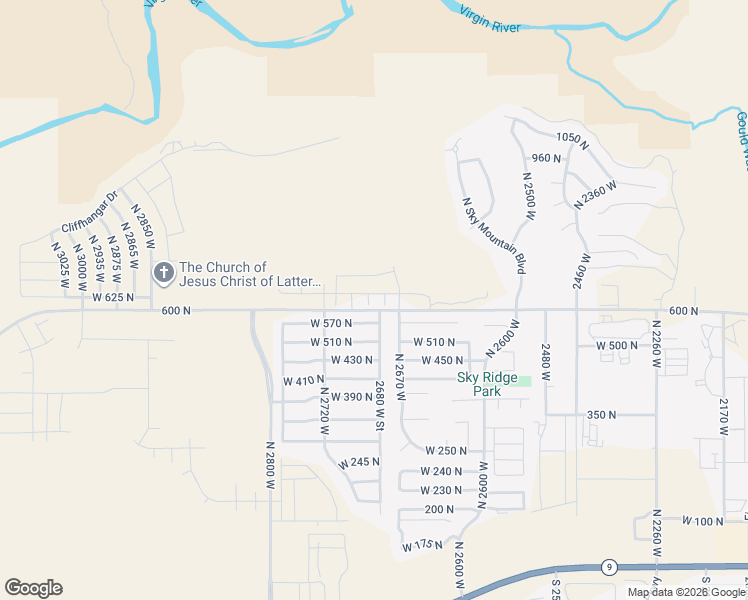 map of restaurants, bars, coffee shops, grocery stores, and more near 2687 West 625 North in Hurricane