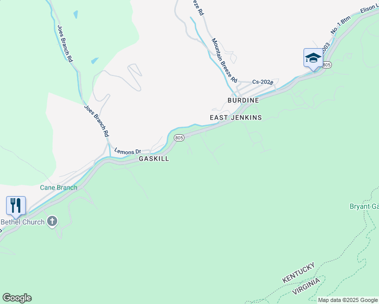 map of restaurants, bars, coffee shops, grocery stores, and more near Cs-2025 in Jenkins