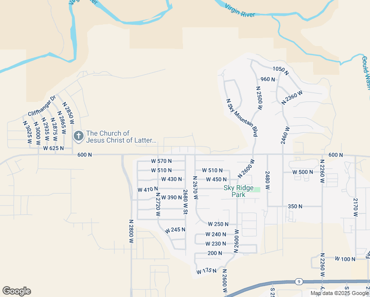 map of restaurants, bars, coffee shops, grocery stores, and more near 2681 West 625 North in Hurricane