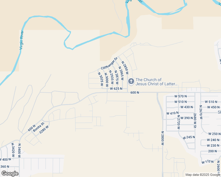 map of restaurants, bars, coffee shops, grocery stores, and more near 2734 West 625 North in Hurricane