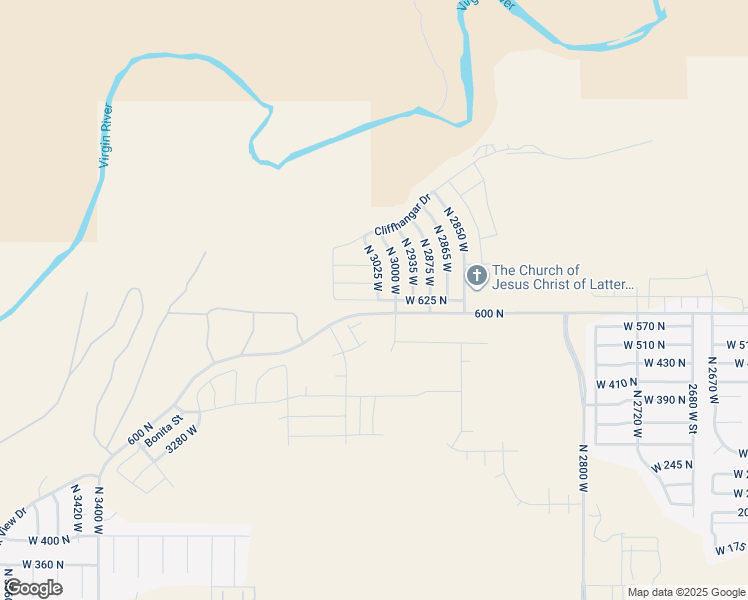 map of restaurants, bars, coffee shops, grocery stores, and more near 3057 West 625 North in Hurricane