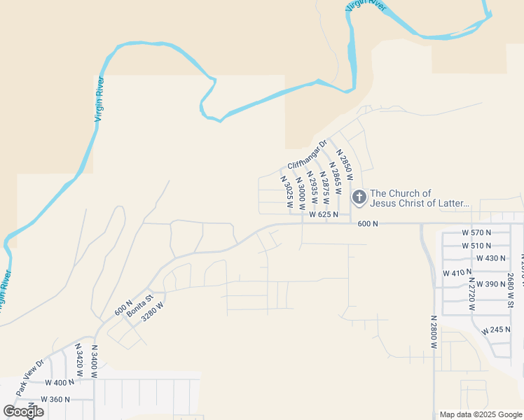 map of restaurants, bars, coffee shops, grocery stores, and more near 3072 West 625 North in Hurricane