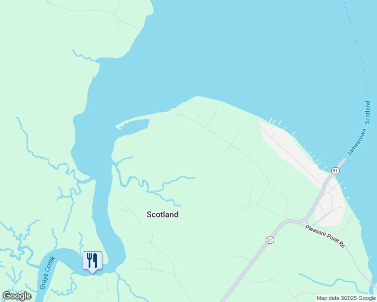 map of restaurants, bars, coffee shops, grocery stores, and more near 709 Olde Towne Road in Surry
