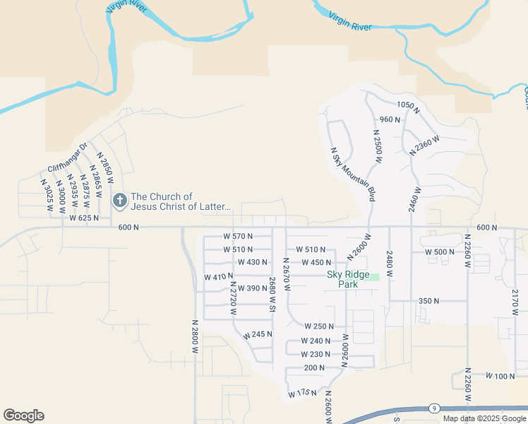 map of restaurants, bars, coffee shops, grocery stores, and more near 2688 West 625 North in Hurricane