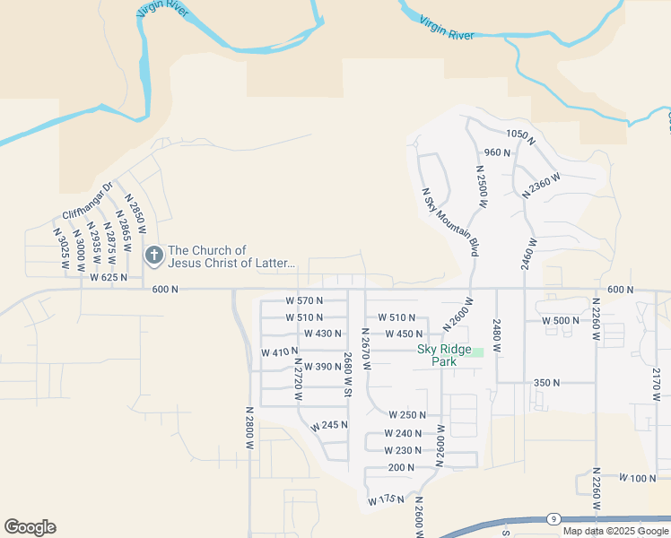 map of restaurants, bars, coffee shops, grocery stores, and more near 2690 West 625 North in Hurricane