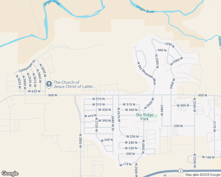 map of restaurants, bars, coffee shops, grocery stores, and more near 2686 West 625 North in Hurricane