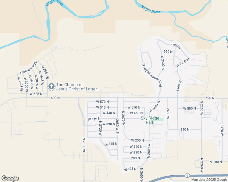 map of restaurants, bars, coffee shops, grocery stores, and more near 2688 West 625 North in Hurricane