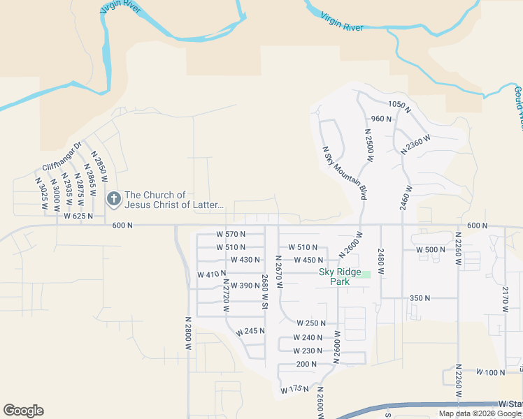 map of restaurants, bars, coffee shops, grocery stores, and more near 2684 West 625 North in Hurricane