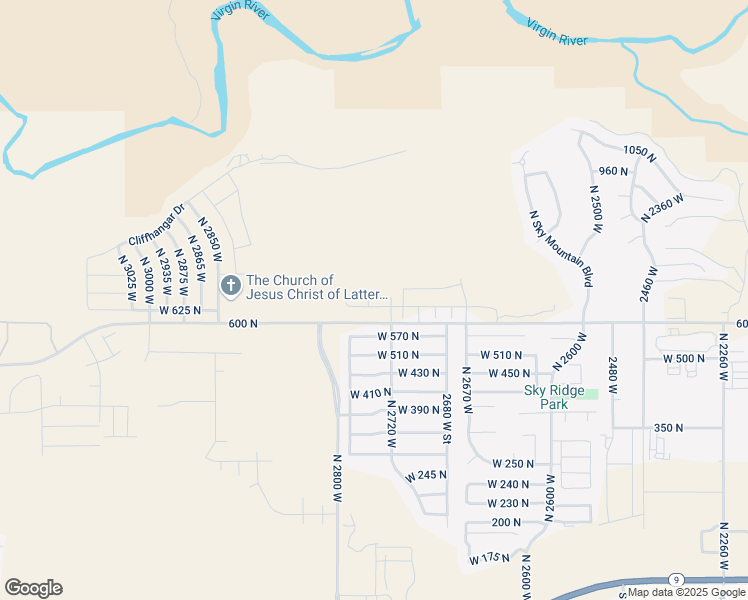 map of restaurants, bars, coffee shops, grocery stores, and more near 2734 West 625 North in Hurricane