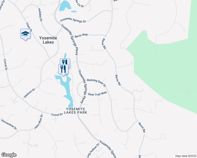map of restaurants, bars, coffee shops, grocery stores, and more near 43071 Running Deer Drive in Coarsegold