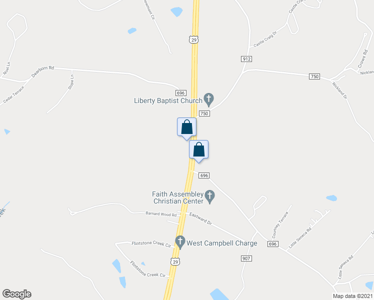 map of restaurants, bars, coffee shops, grocery stores, and more near 3994 Wards Road in Altavista